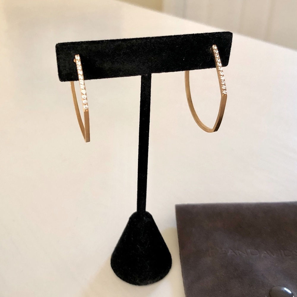 Dean Davidson Spire MIDI Hoop Earrings 22k Gold Plated Over Brass White Topaz